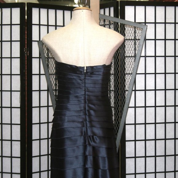 Charcoal Gown with Horizontal Strips with unfinished edges - Picture 8 of 10